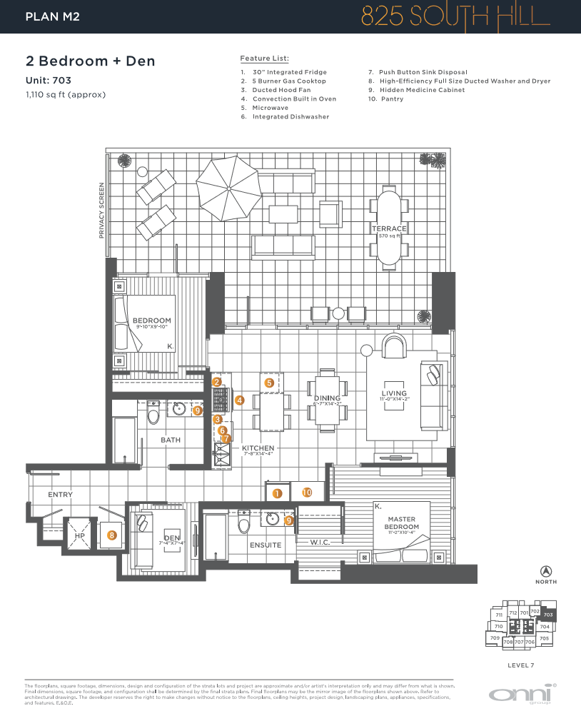 Floor plan for 2 beds, 2 baths, 1099 sqft