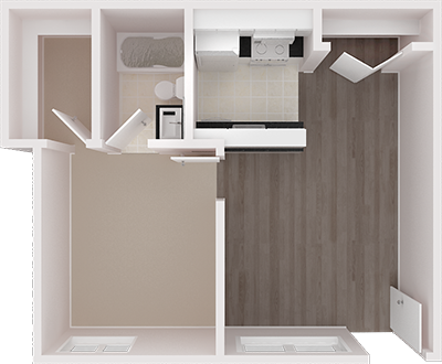 Floor plan for 1 bed, 1 bath, 456 sqft