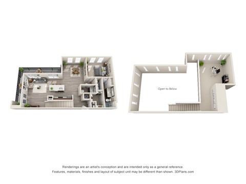 Floor plan for 1 bed, 1.5 baths, 1394 sqft