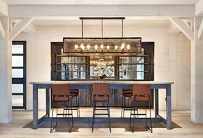 Amityville apartment for rent - A modern dining room with a large table and chairs.
