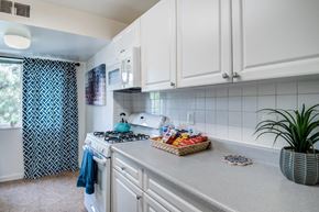Alexandria apartment for rent - a white kitchen with a basket of food on the counter