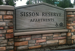 S. Glens Falls townhouse for rent - a stone sign apartments on a brick building