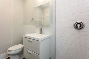 Chicago apartment for rent - a bathroom with a toilet and a shower