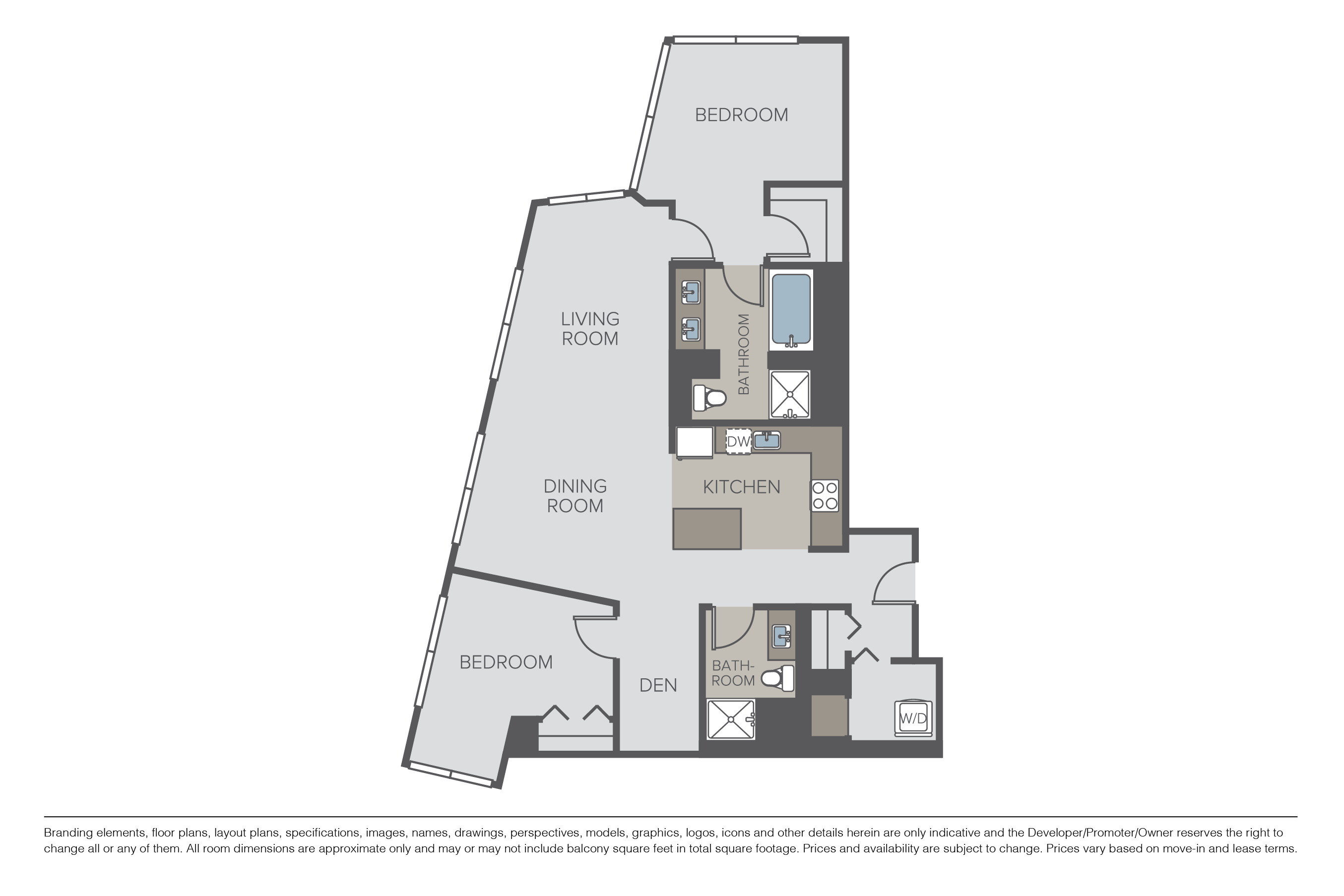 Floor plan for 2 beds, 2 baths, 1453 sqft