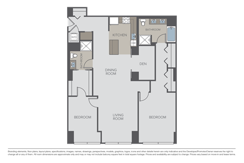 Floor plan for 2 beds, 2.5 baths, 1641 sqft