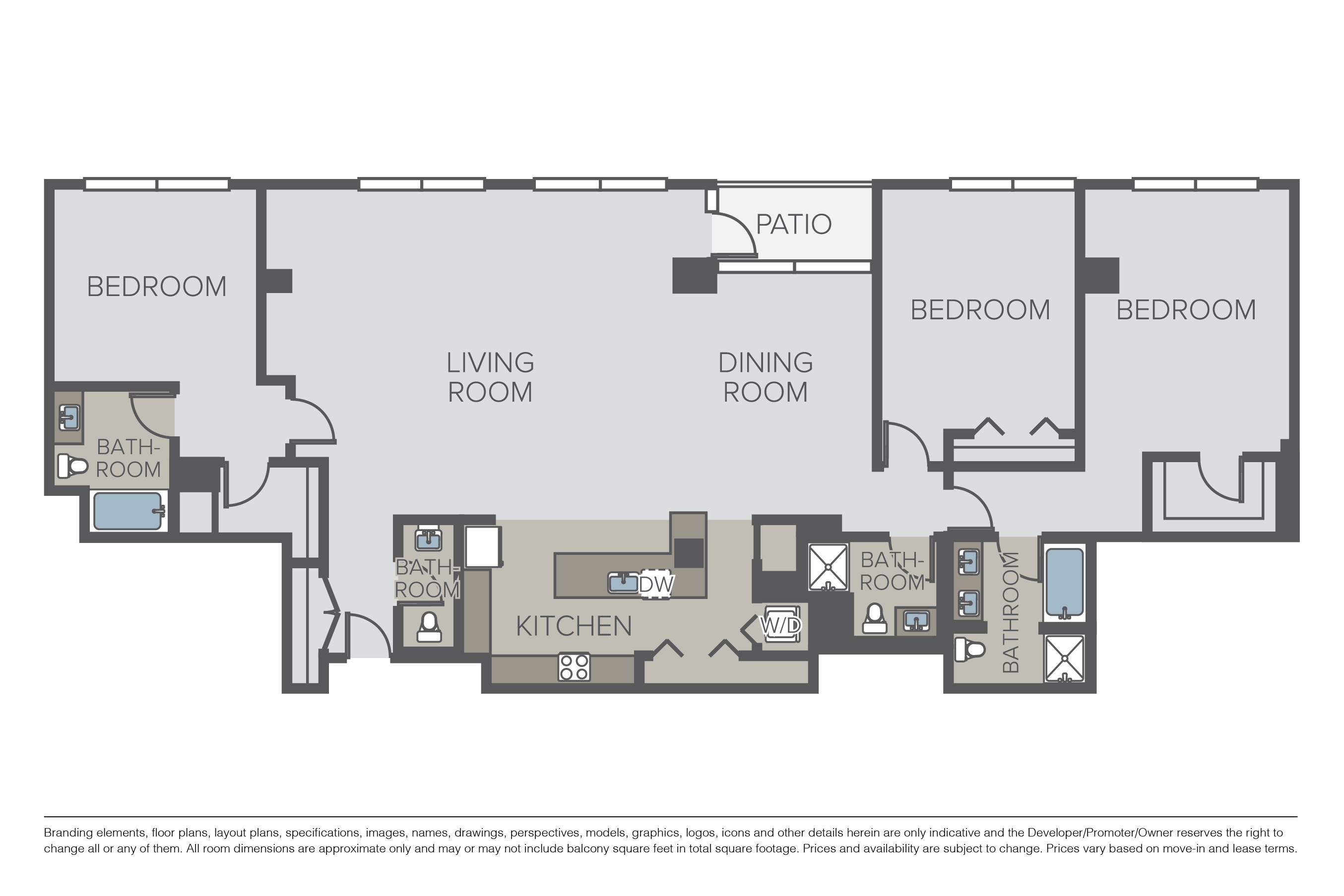 Floor plan for 3 beds, 3.5 baths, 2837 sqft