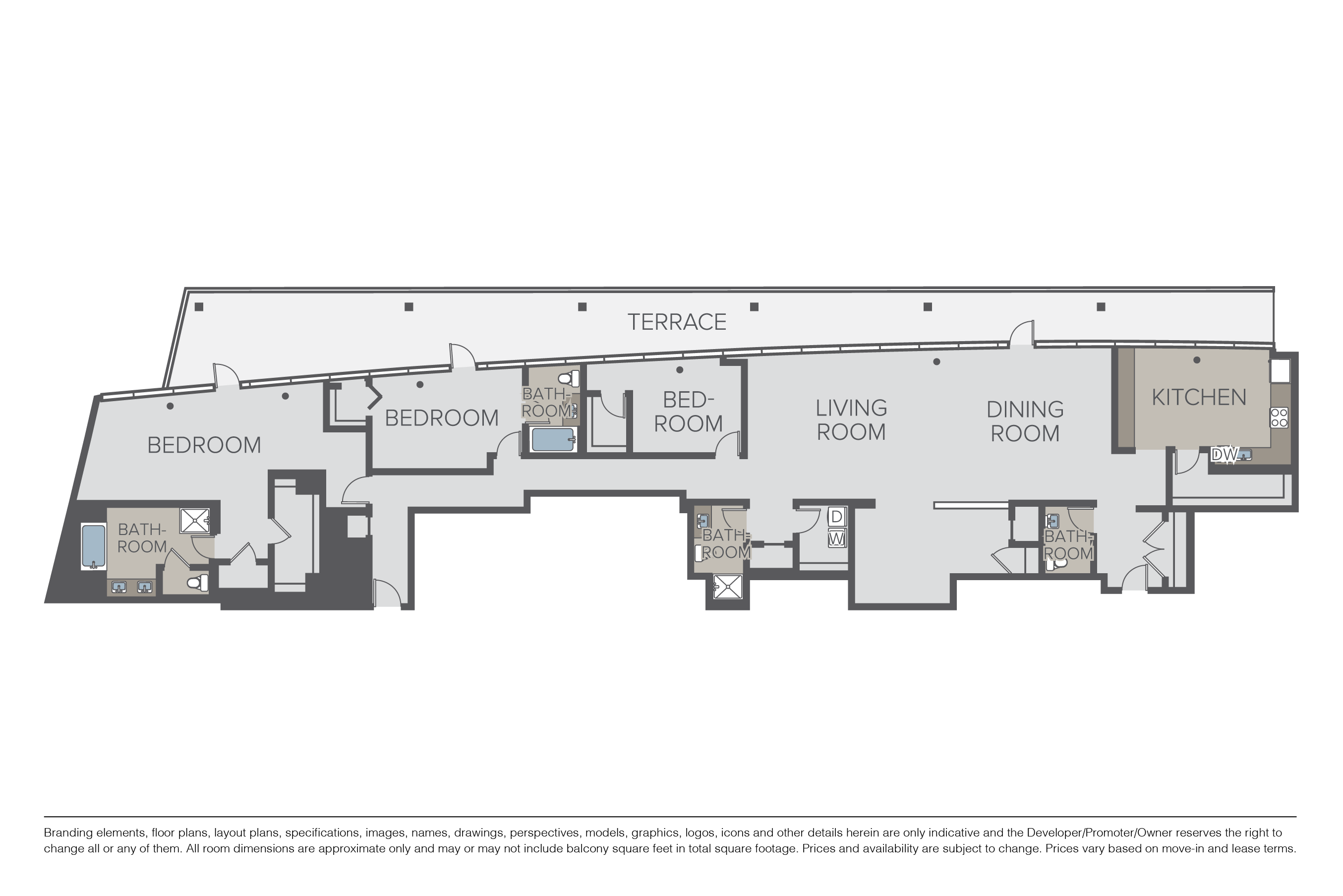 Floor plan for 3 beds, 3.5 baths, 3440 sqft