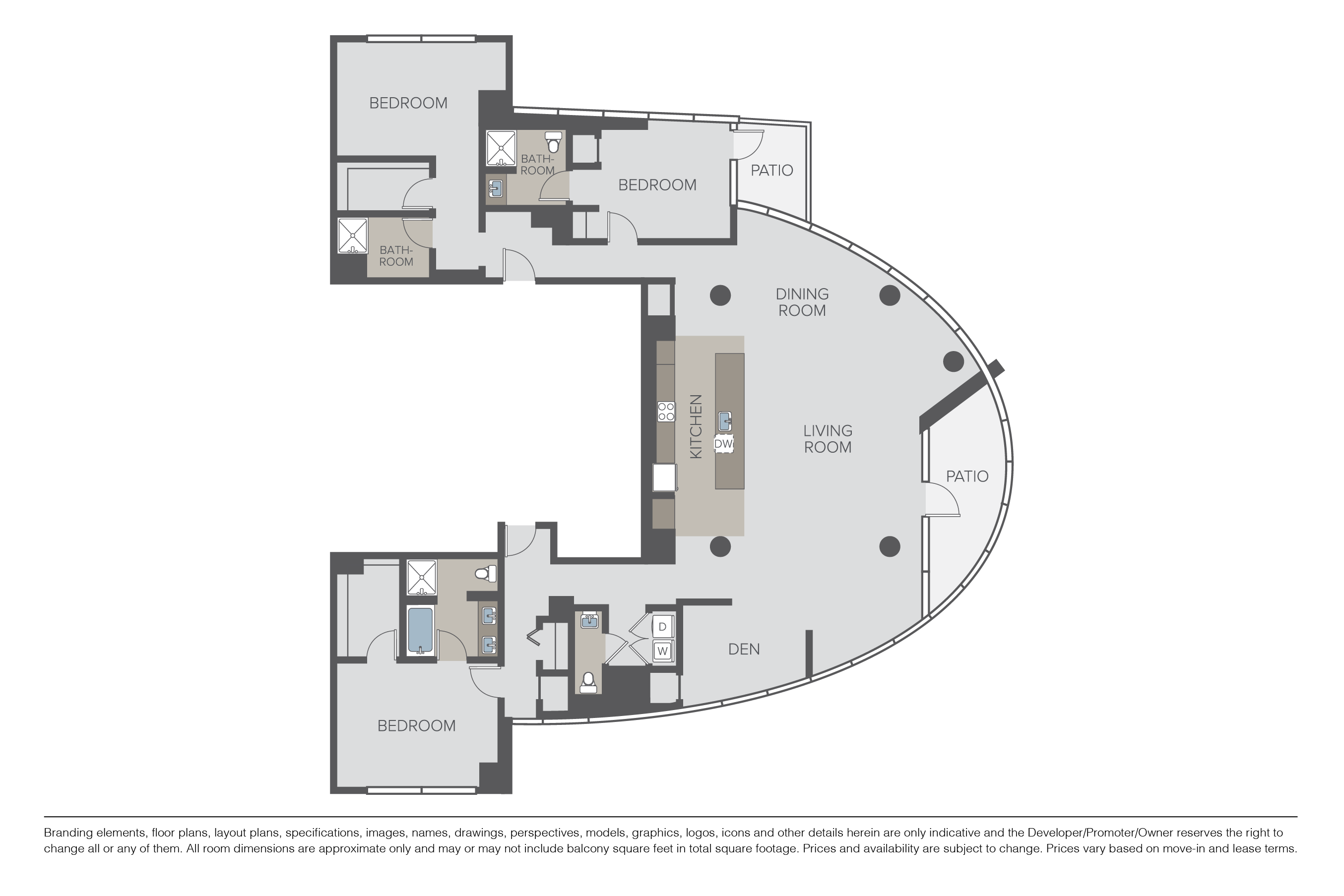 Floor plan for 3 beds, 2.5 baths, 2898 sqft