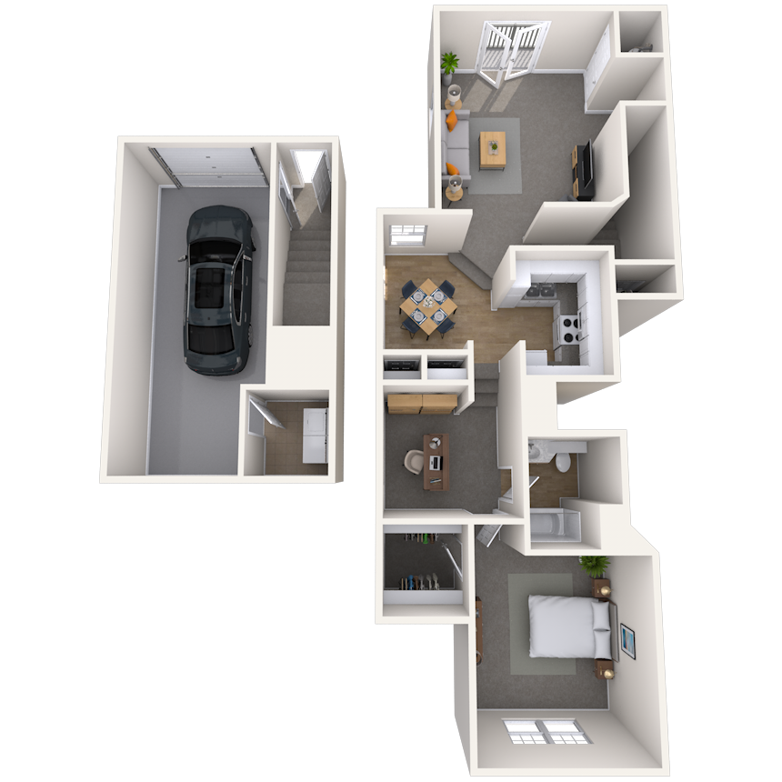 Floor plan for 1 bed, 1 bath, 1023 sqft