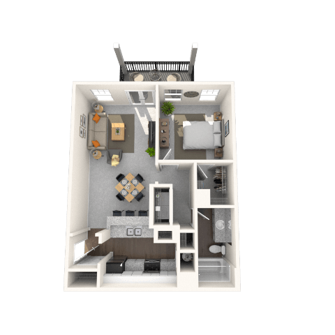 Floor plan for studio, 1 bath, 692 sqft