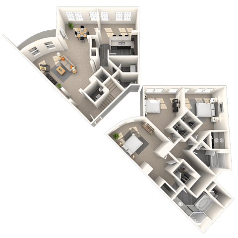 Floor plan for 3 beds, 2.5 baths, 2080 sqft