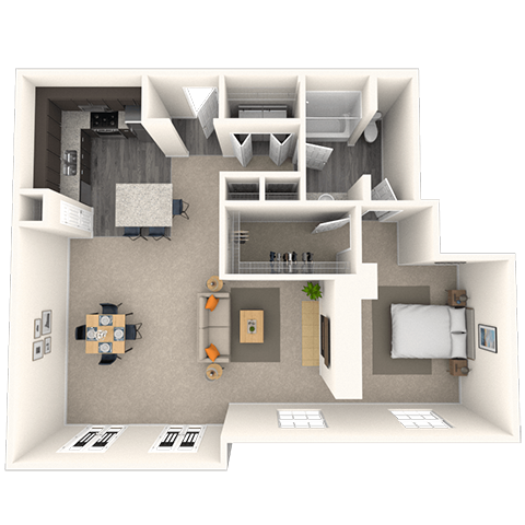 Floor plan for studio, 1 bath, 998 sqft