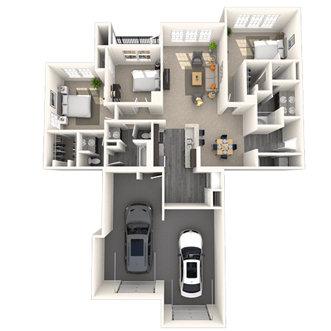 Floor plan for 3 beds, 2.5 baths, 1641 sqft