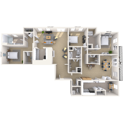 Floor plan for 3 beds, 3.5 baths, 2000 sqft