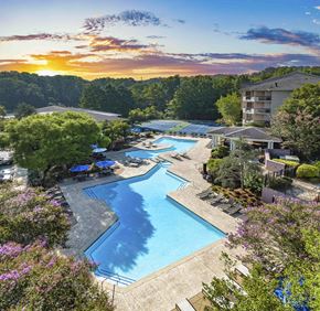 Atlanta apartment for rent - an aerial view of the pool at the resort at auburn