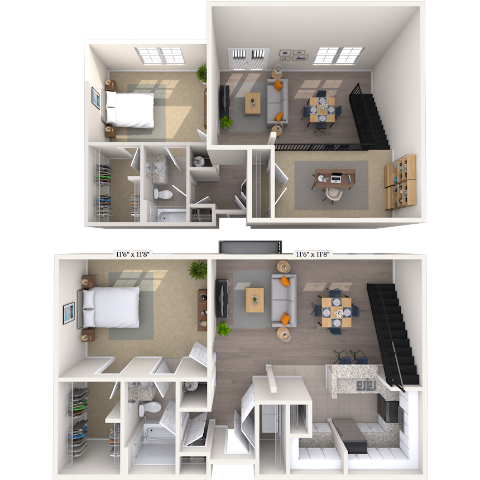 Floor plan for 1 bed, 1 bath, 1071 sqft