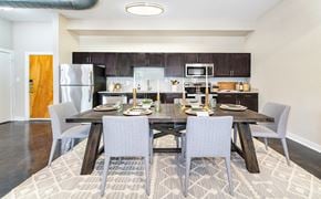 Atlanta apartment for rent - a kitchen and dining room with a table and chairs