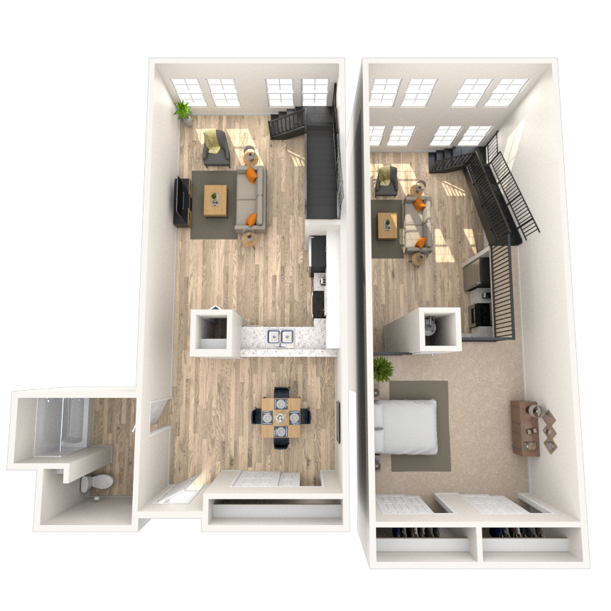 Floor plan for studio, 1 bath, 1041 sqft