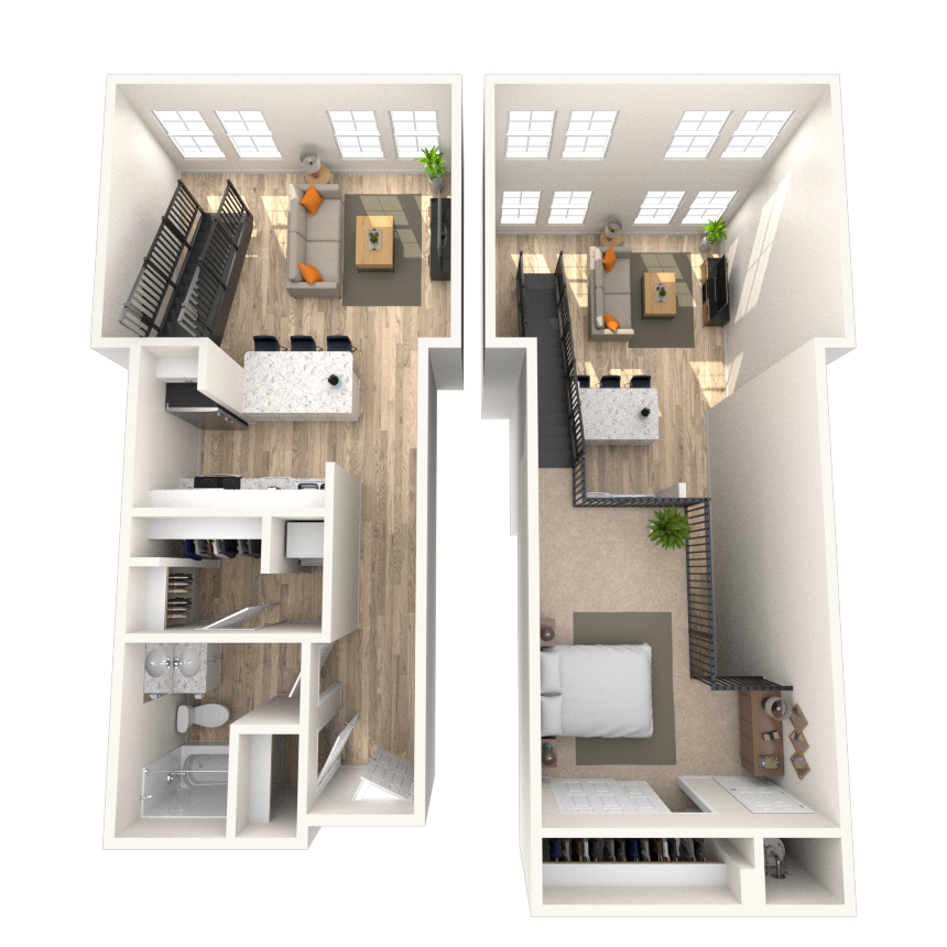 Floor plan for studio, 1 bath, 835 sqft