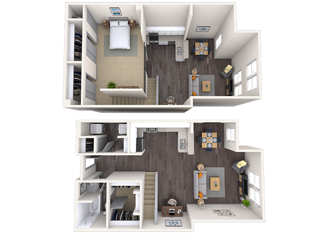 Floor plan for studio, 1 bath, 976 sqft
