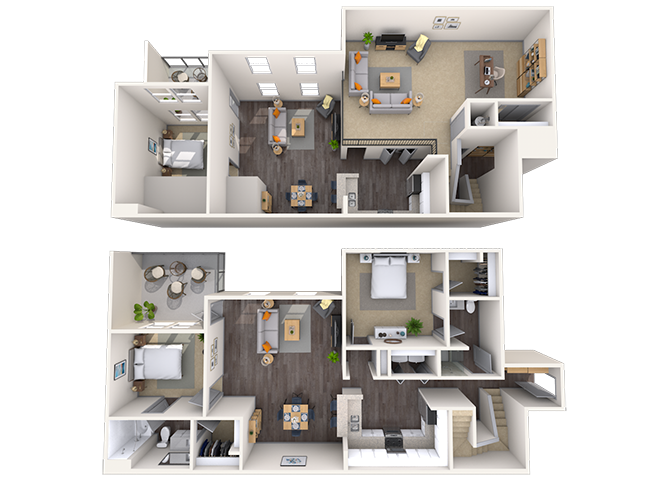 Floor plan for 2 beds, 2 baths, 1746 sqft