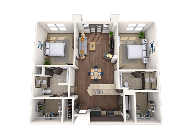 Floor plan for 3 beds, 2 baths, 1322 sqft