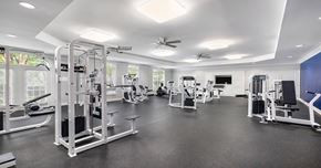 Charlotte apartment for rent - A spacious gym with various exercise equipment.
