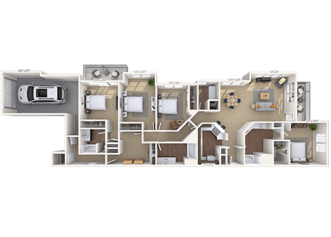 Floor plan for 4 beds, 3 baths, 2060 sqft
