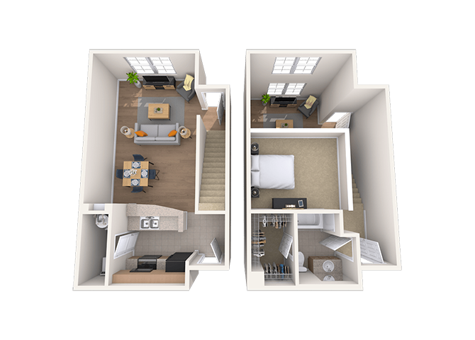Floor plan for 1 bed, 1 bath, 1085 sqft