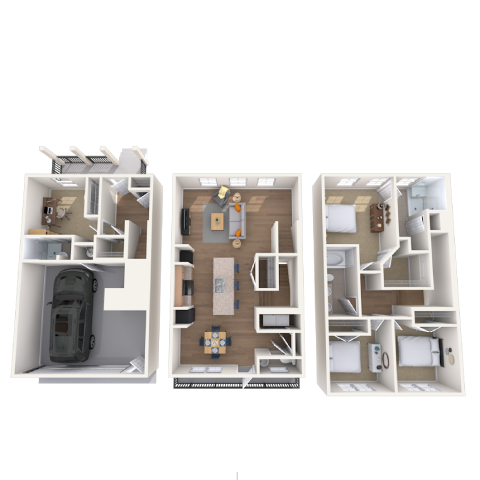 Floor plan for 3 beds, 3.5 baths, 2066 sqft