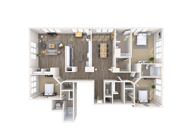 Floor plan for 3 beds, 3.5 baths, 2518 sqft