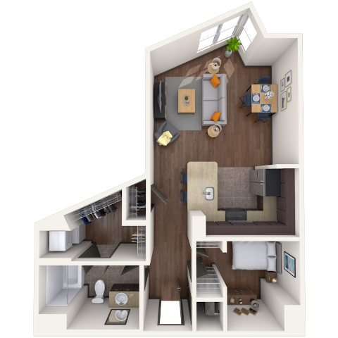 Floor plan for studio, 1 bath, 903 sqft