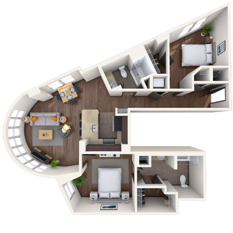 Floor plan for 1 bed, 1 bath, 1194 sqft