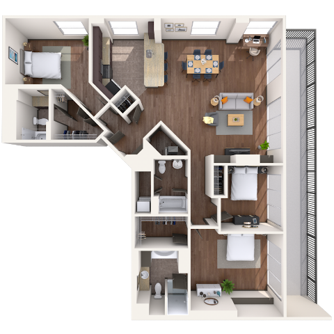 Floor plan for 1 bed, 1 bath, 825 sqft