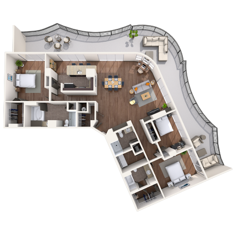 Floor plan for 3 beds, 2.5 baths, 1601 sqft