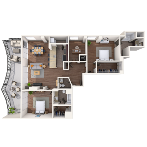 Floor plan for 3 beds, 2 baths, 1601 sqft