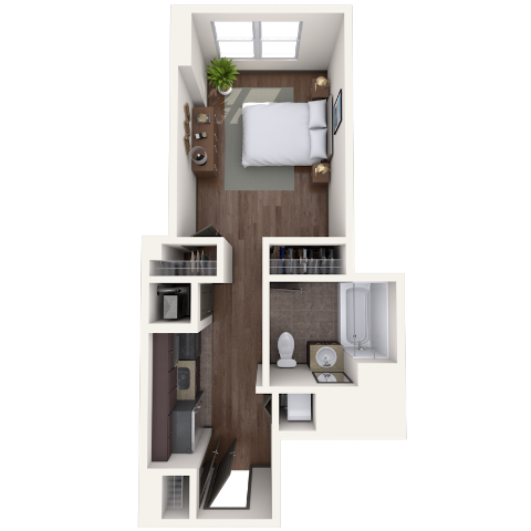 Floor plan for studio, 1 bath, 425 sqft