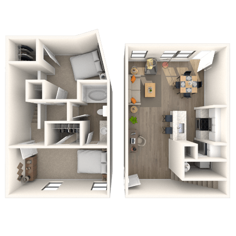 Floor plan for 1 bed, 1 bath, 1215 sqft