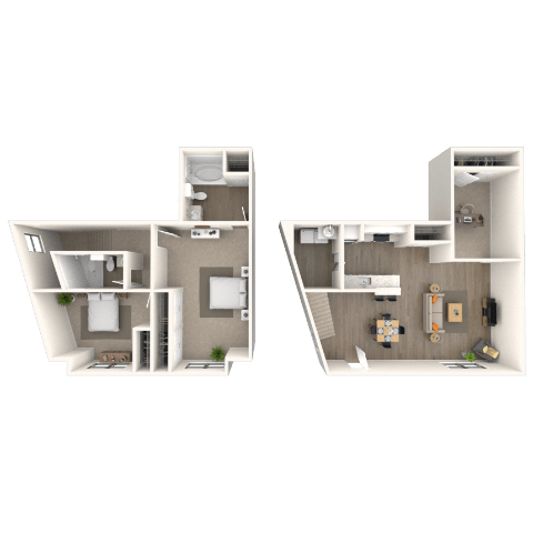 Floor plan for 2 beds, 2 baths, 1322 sqft
