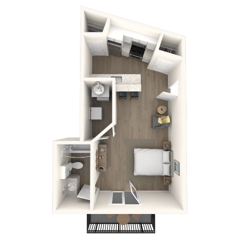 Floor plan for studio, 1 bath, 447 sqft