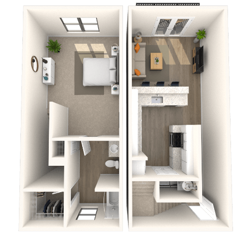 Floor plan for 1 bed, 1 bath, 850 sqft