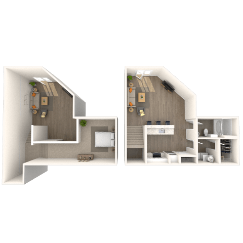 Floor plan for studio, 1 bath, 932 sqft