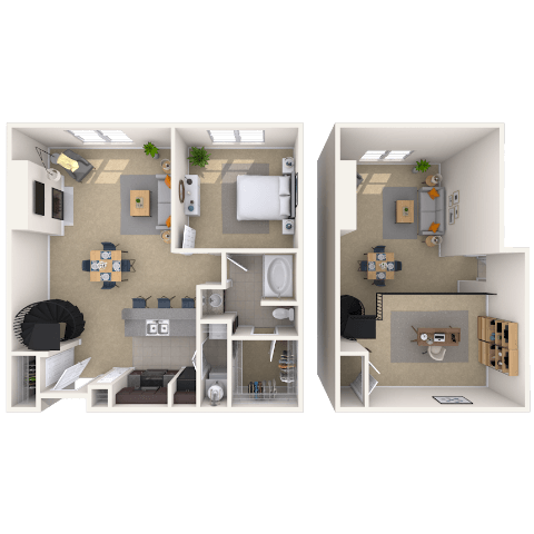 Floor plan for 1 bed, 1 bath, 1080 sqft