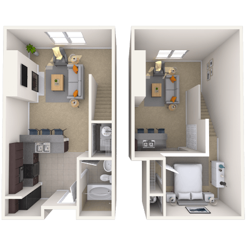 Floor plan for studio, 1 bath, 632 sqft