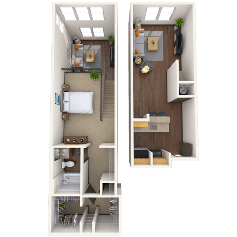 Floor plan for 1 bed, 1 bath, 780 sqft