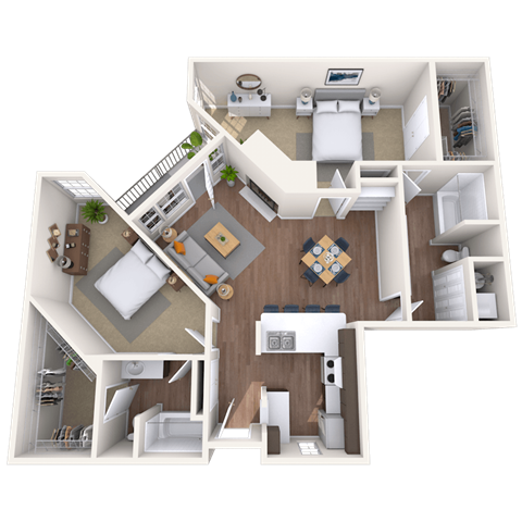 Floor plan for 2 beds, 2 baths, 1211 sqft