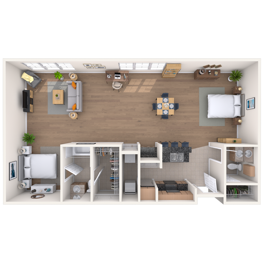 Floor plan for studio, 1 bath, 1232 sqft