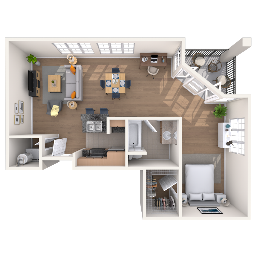 Floor plan for studio, 1 bath, 1235 sqft