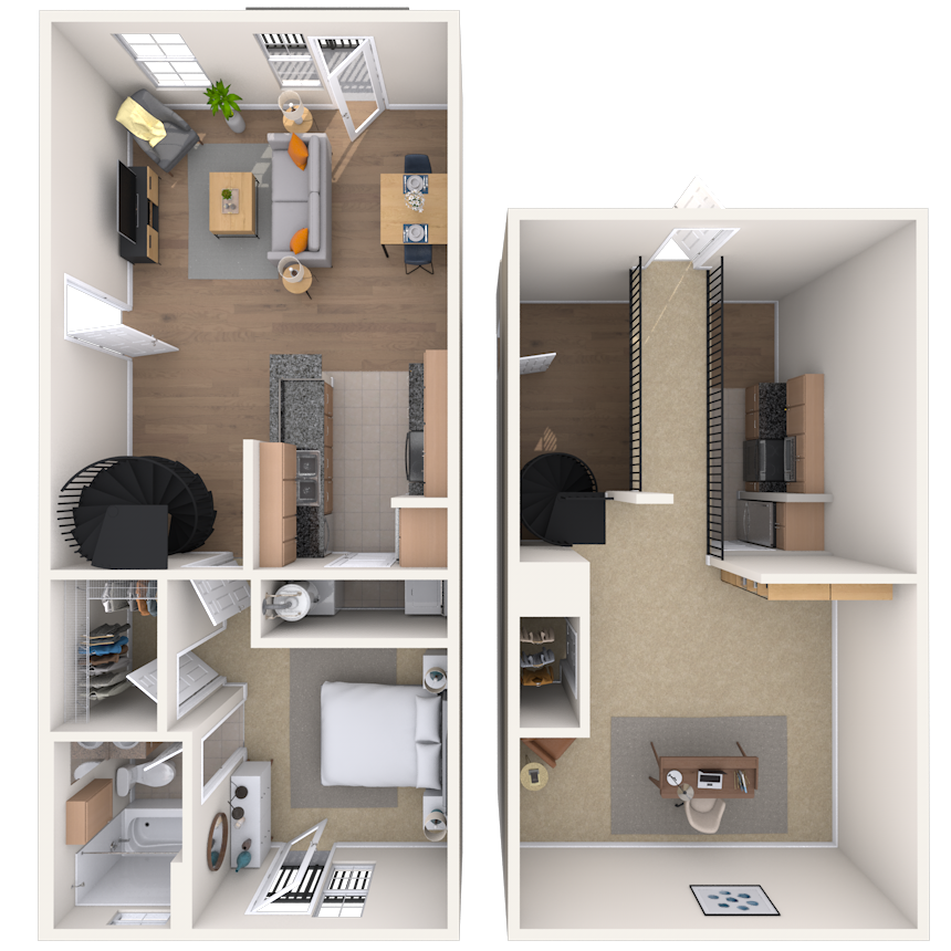 Floor plan for 1 bed, 1 bath, 1096 sqft