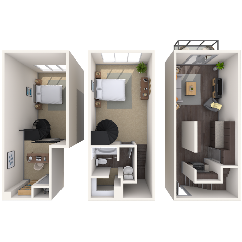 Floor plan for studio, 1 bath, 778 sqft